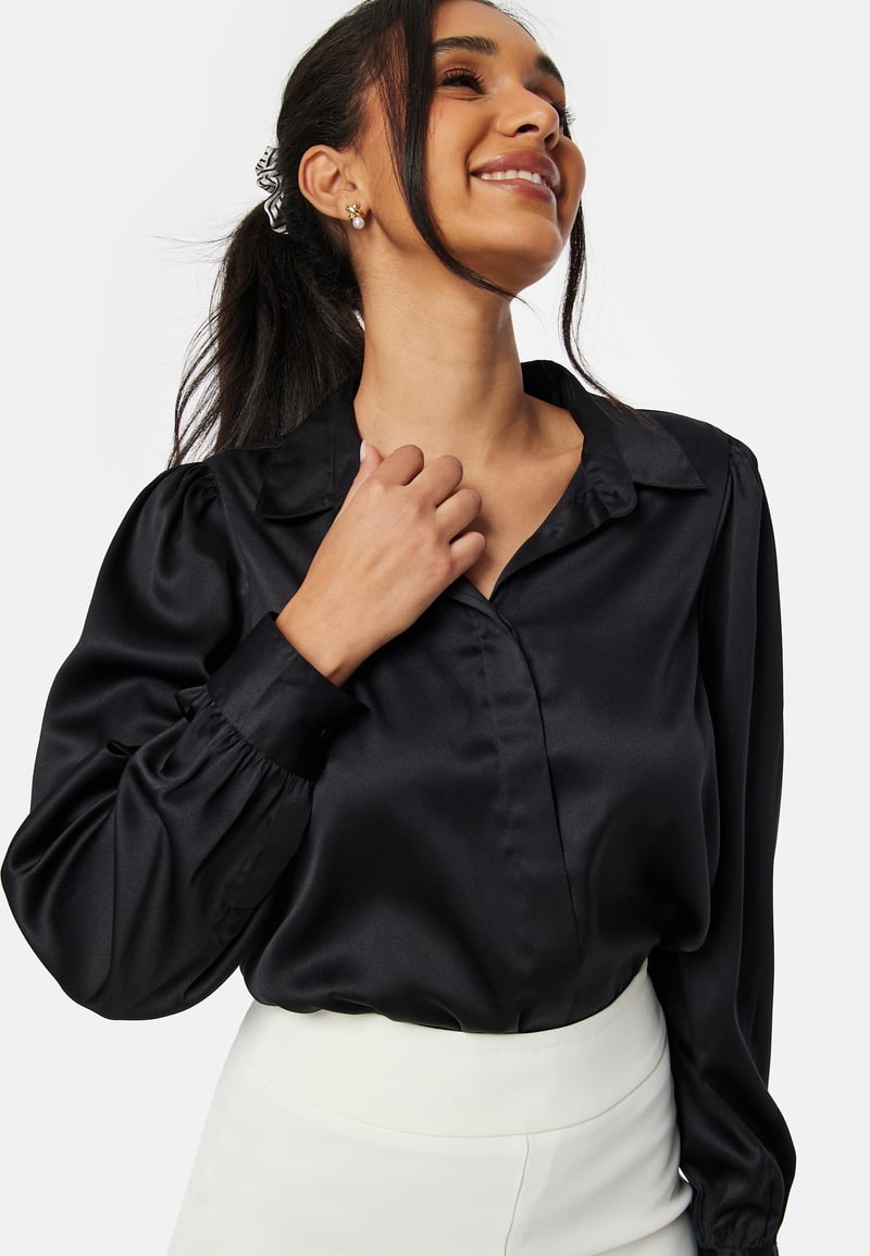 BUBBLEROOM Satin Puff Sleeve Shirt
