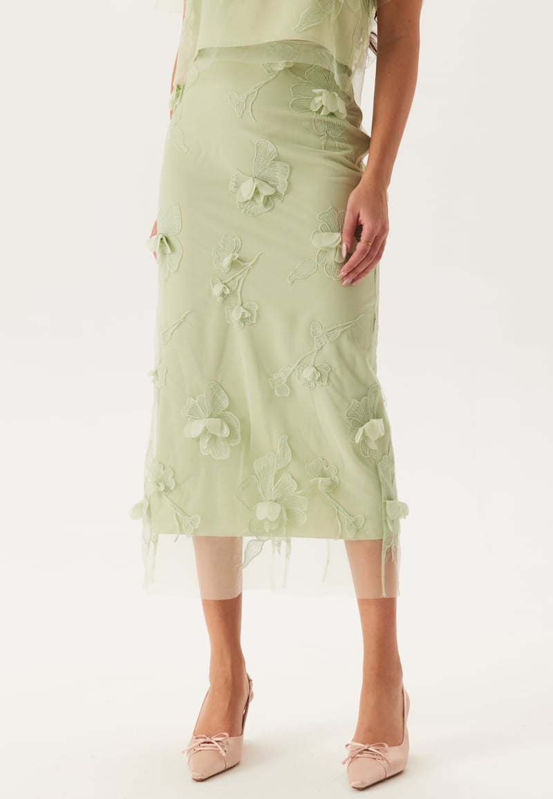Bubbleroom Occasion 3D Floral Straight Ankle Skirt