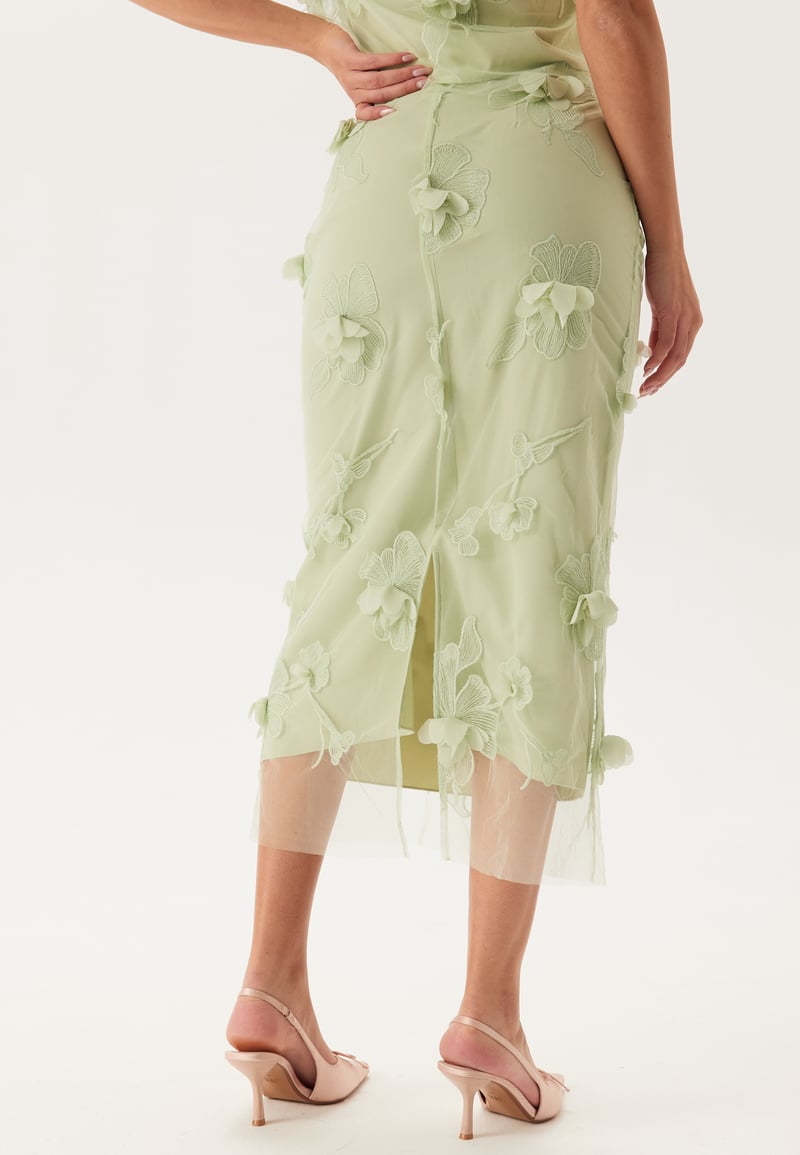 Bubbleroom Occasion 3D Floral Straight Ankle Skirt