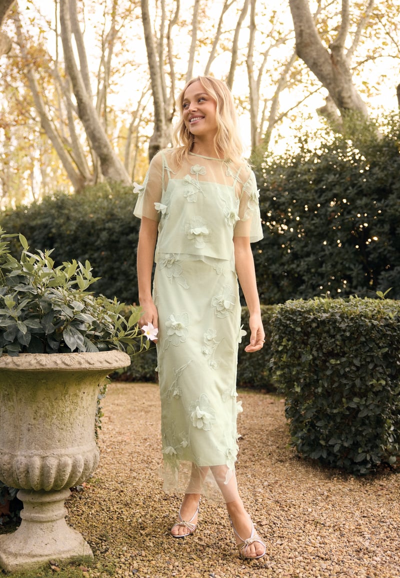 Bubbleroom Occasion 3D Floral Straight Ankle Skirt