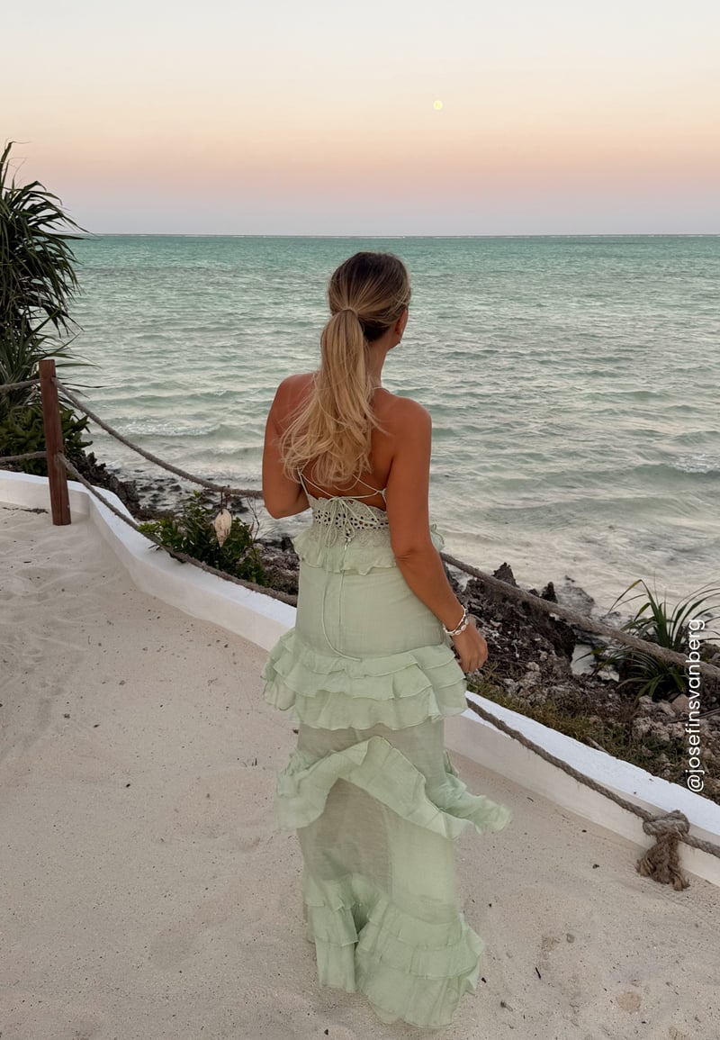 Bubbleroom Occasion Crochet Waist Flounce Maxi Dress