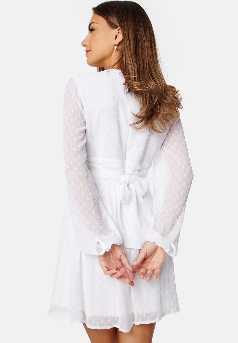 Bubbleroom Occasion Dotted Tie Back L/S Chiffon Dress