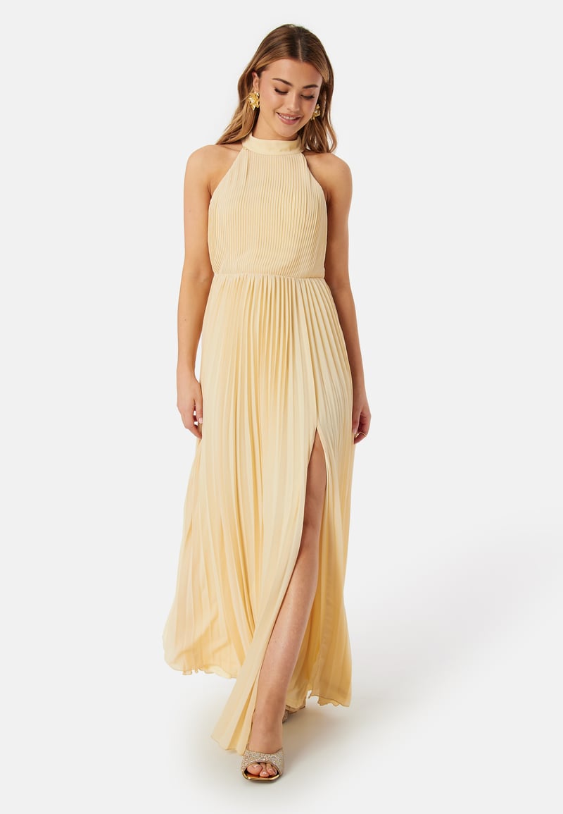 Bubbleroom Occasion Pleated Halter Neck Gown