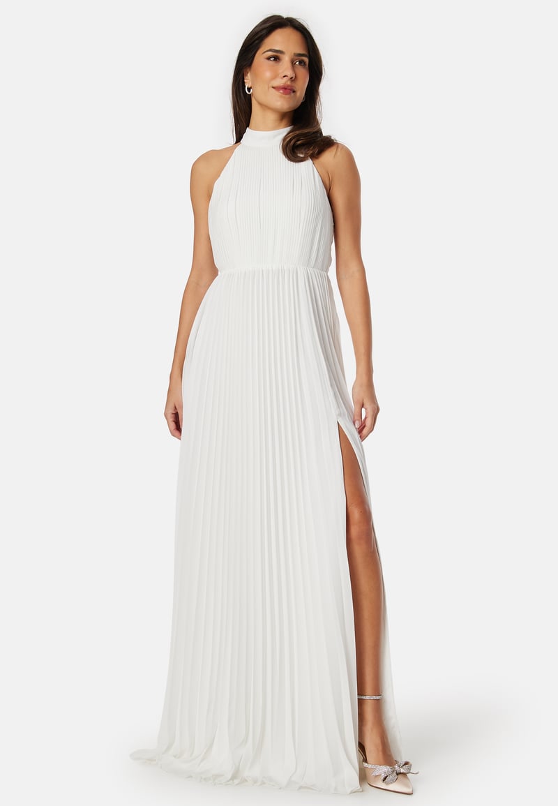 Bubbleroom Occasion Pleated Halter Neck Wedding  Gown