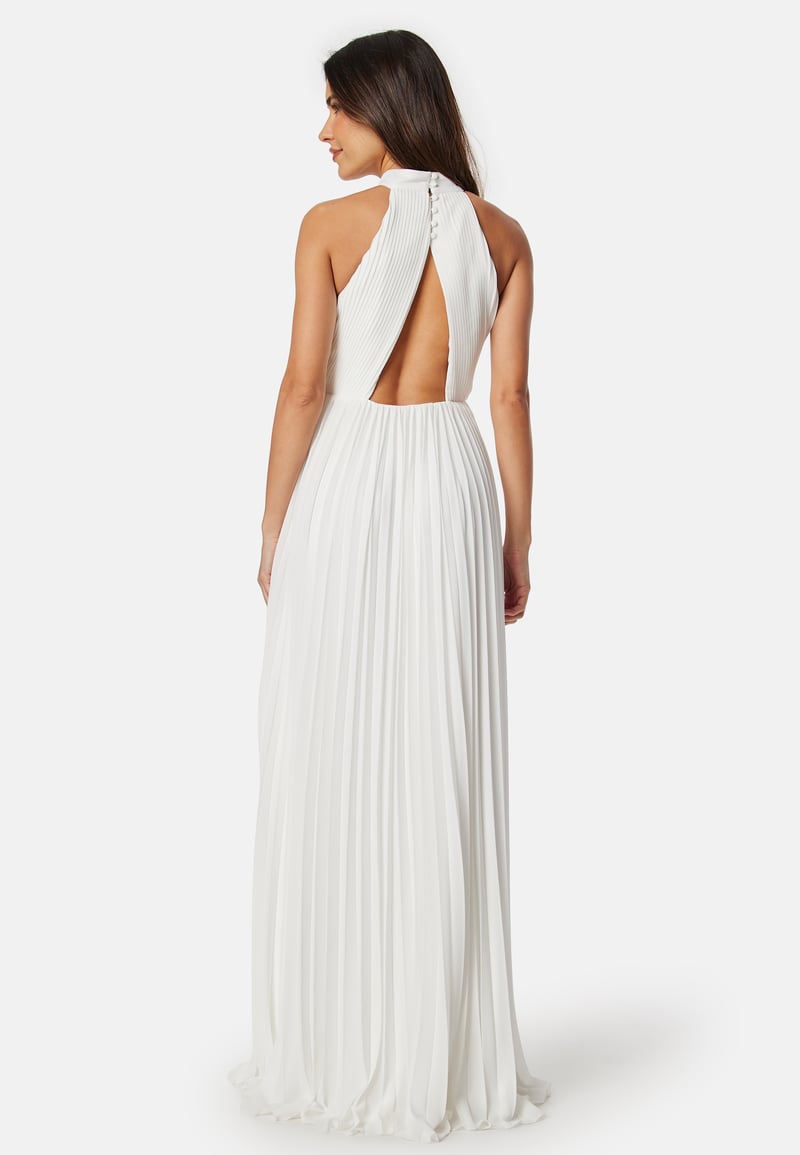 Bubbleroom Occasion Pleated Halter Neck Wedding  Gown