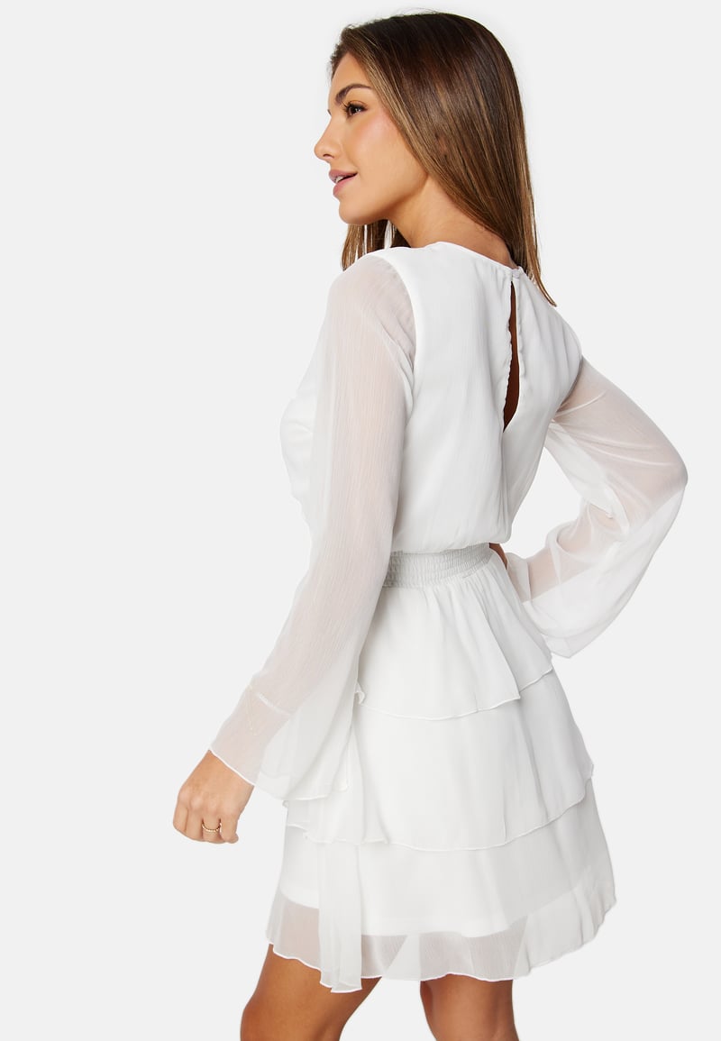 Bubbleroom Occasion Frill L/S Chiffon Dress