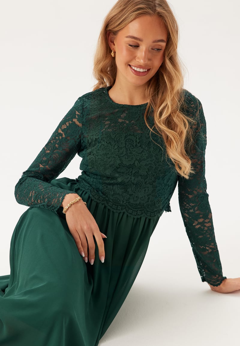 Bubbleroom Occasion Lace Long Sleeve Midi Dress