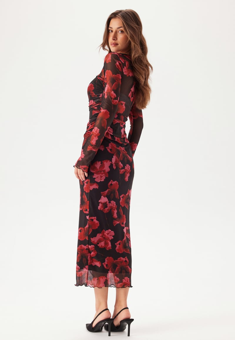 Bubbleroom Occasion Mesh Ruched Ankle Dress