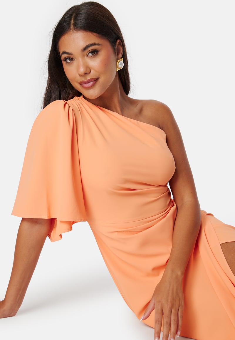Bubbleroom Occasion Ruched One Shoulder Midi Dress