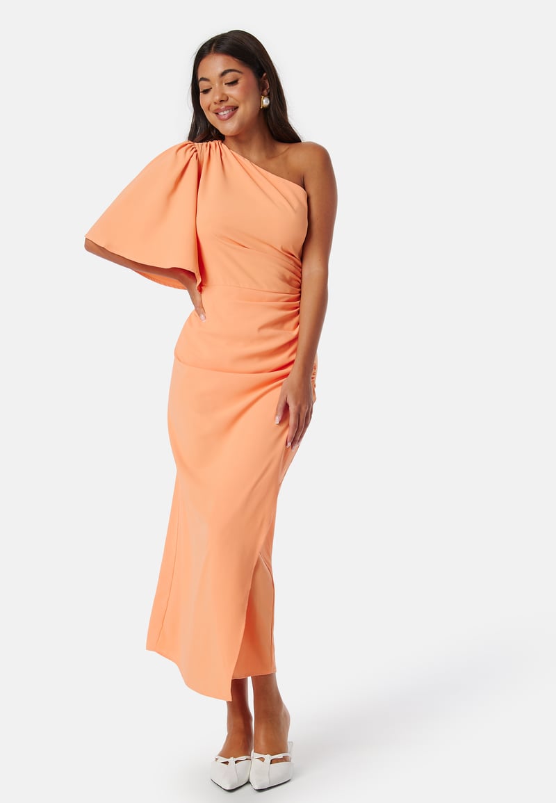 Bubbleroom Occasion Ruched One Shoulder Midi Dress