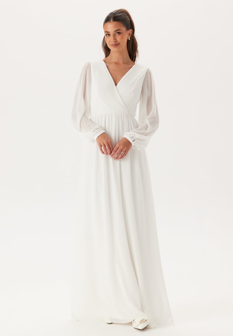 Bubbleroom Occasion Pleated V-Neck Wedding Gown