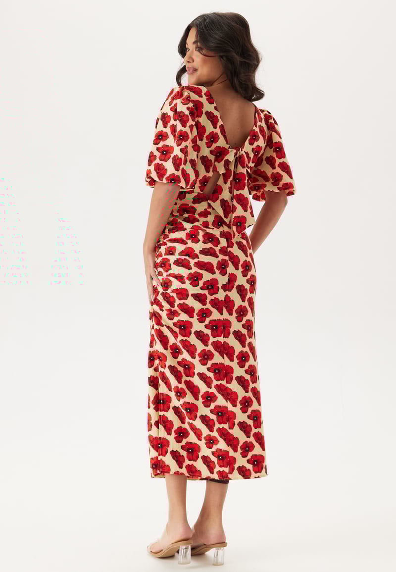 Bubbleroom Occasion Puff Sleeve Bow Midi Dress