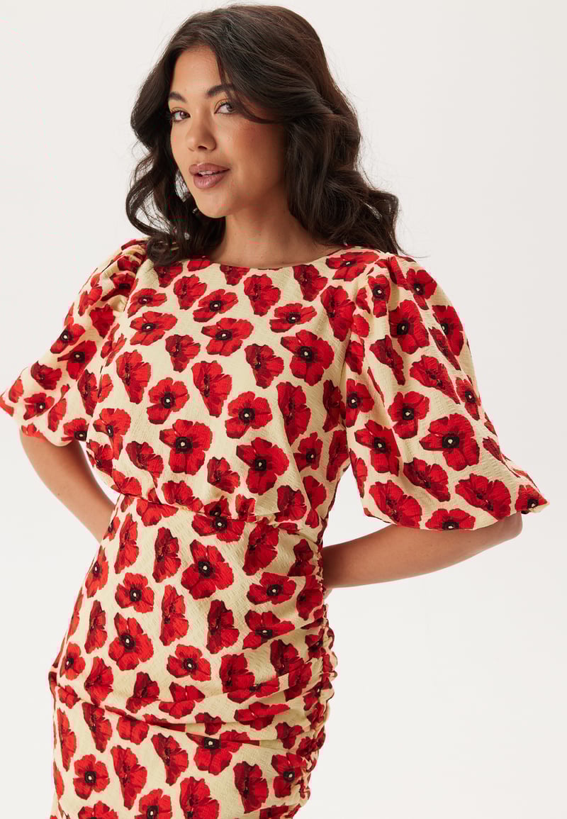 Bubbleroom Occasion Puff Sleeve Bow Midi Dress