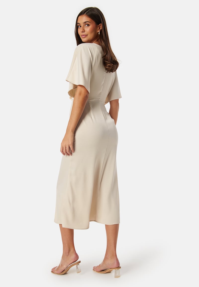 Bubbleroom Occasion Wrap Satin Midi Dress