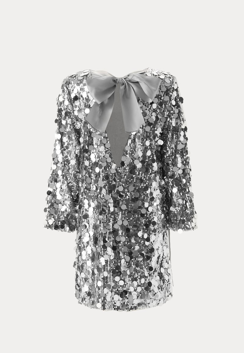 Bubbleroom Occasion Sequin Bow A-Line Dress
