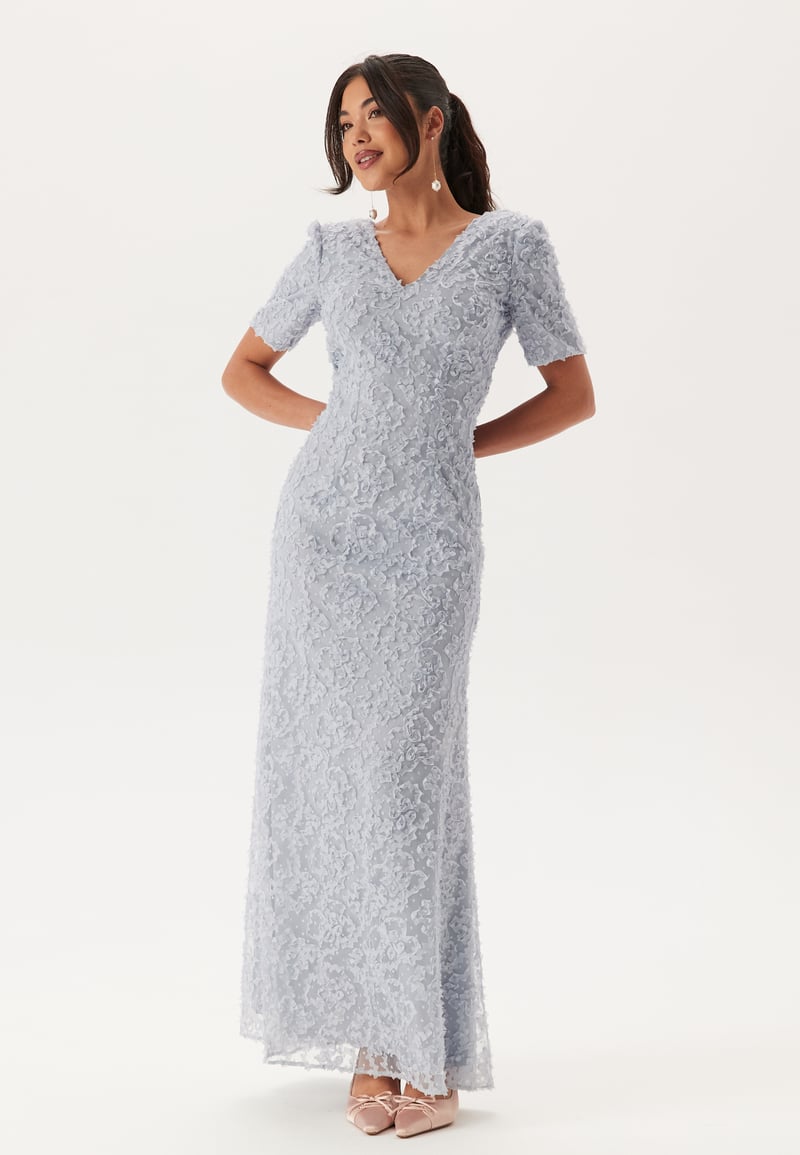 Bubbleroom Occasion Short Sleeve 3D Floral Gown