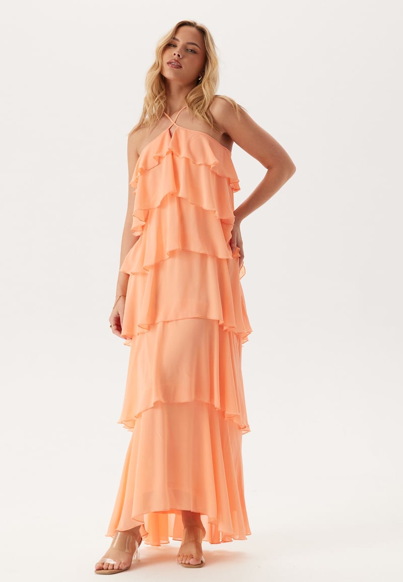 Bubbleroom Occasion Tie Back Flounce Maxi Dress