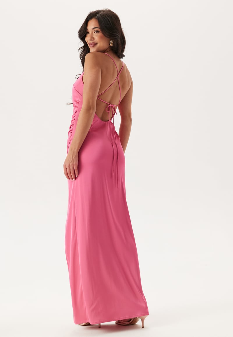 Bubbleroom Occasion Tie Back Satin Gown