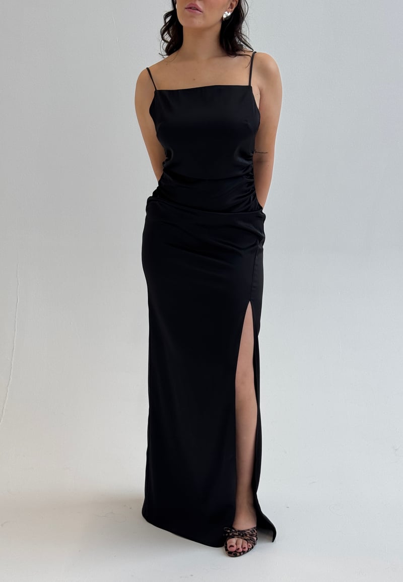 Bubbleroom Occasion Tie Back Satin Gown