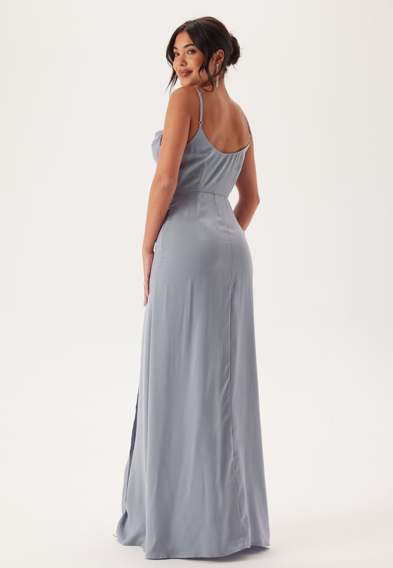 Bubbleroom Occasion Waterfall Slit Satin Gown