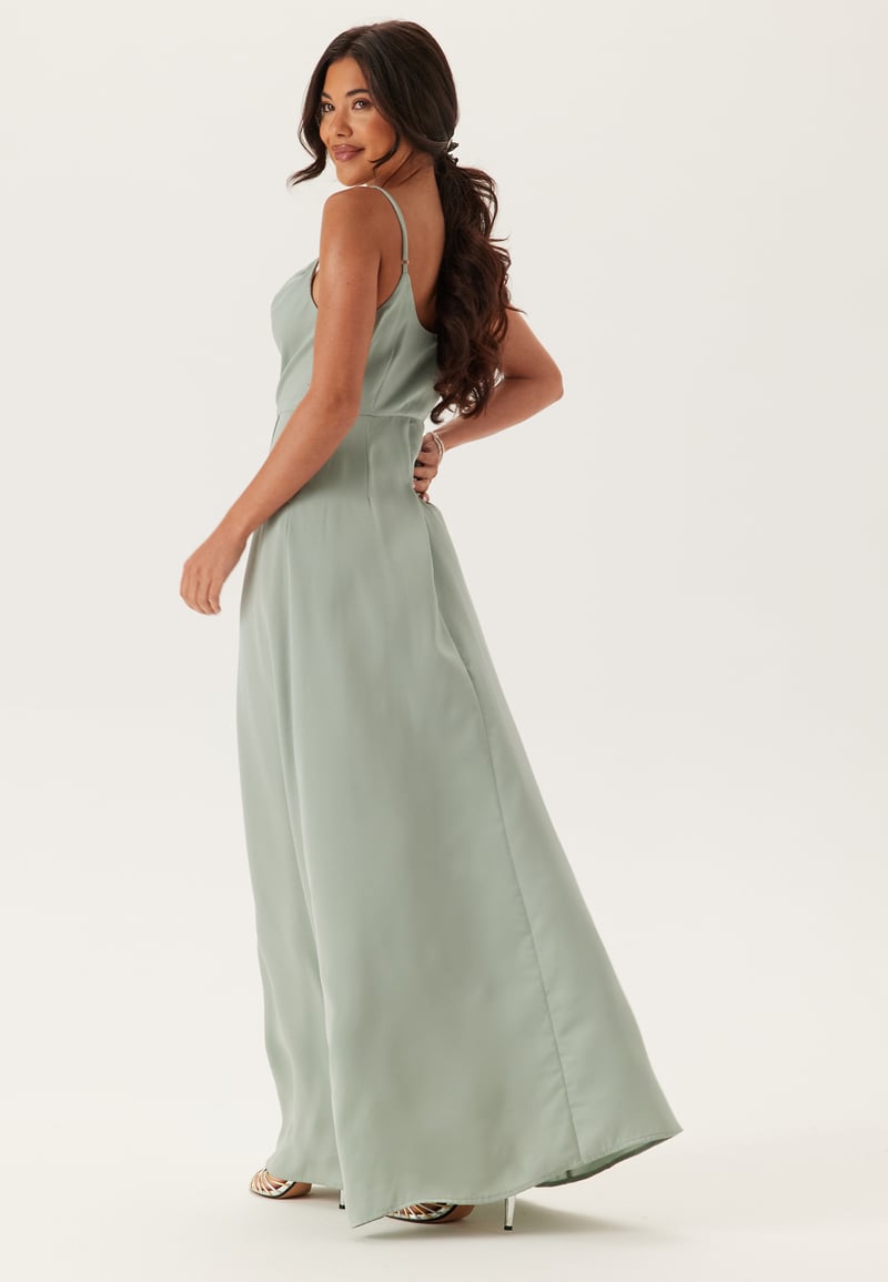 Bubbleroom Occasion Waterfall Slit Satin Gown