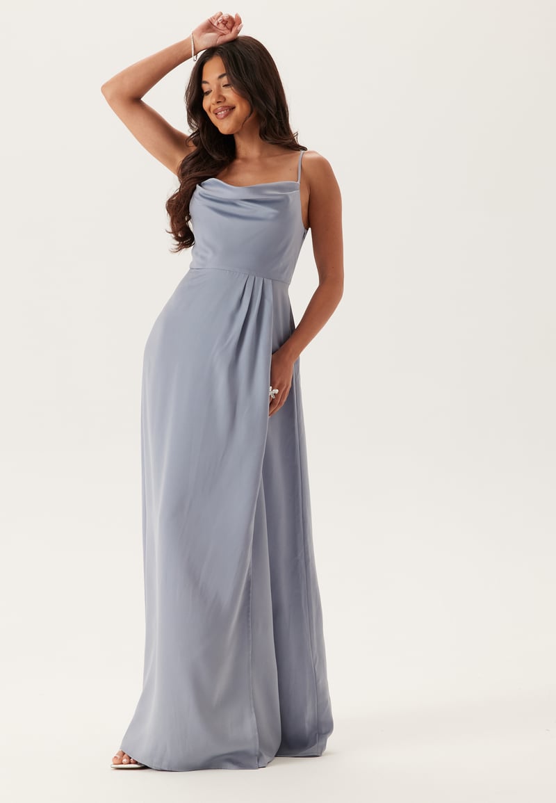 Bubbleroom Occasion Waterfall Slit Satin Gown
