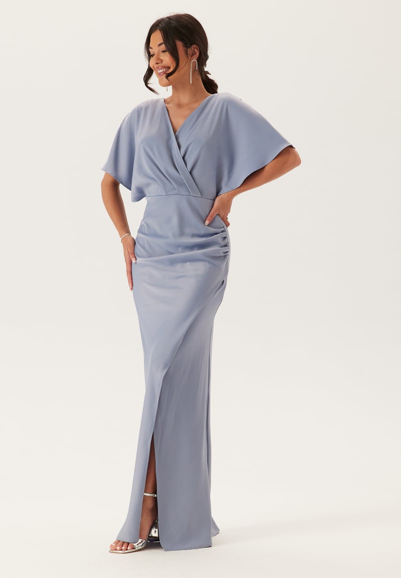 Bubbleroom Occasion Wrap Satin Gown