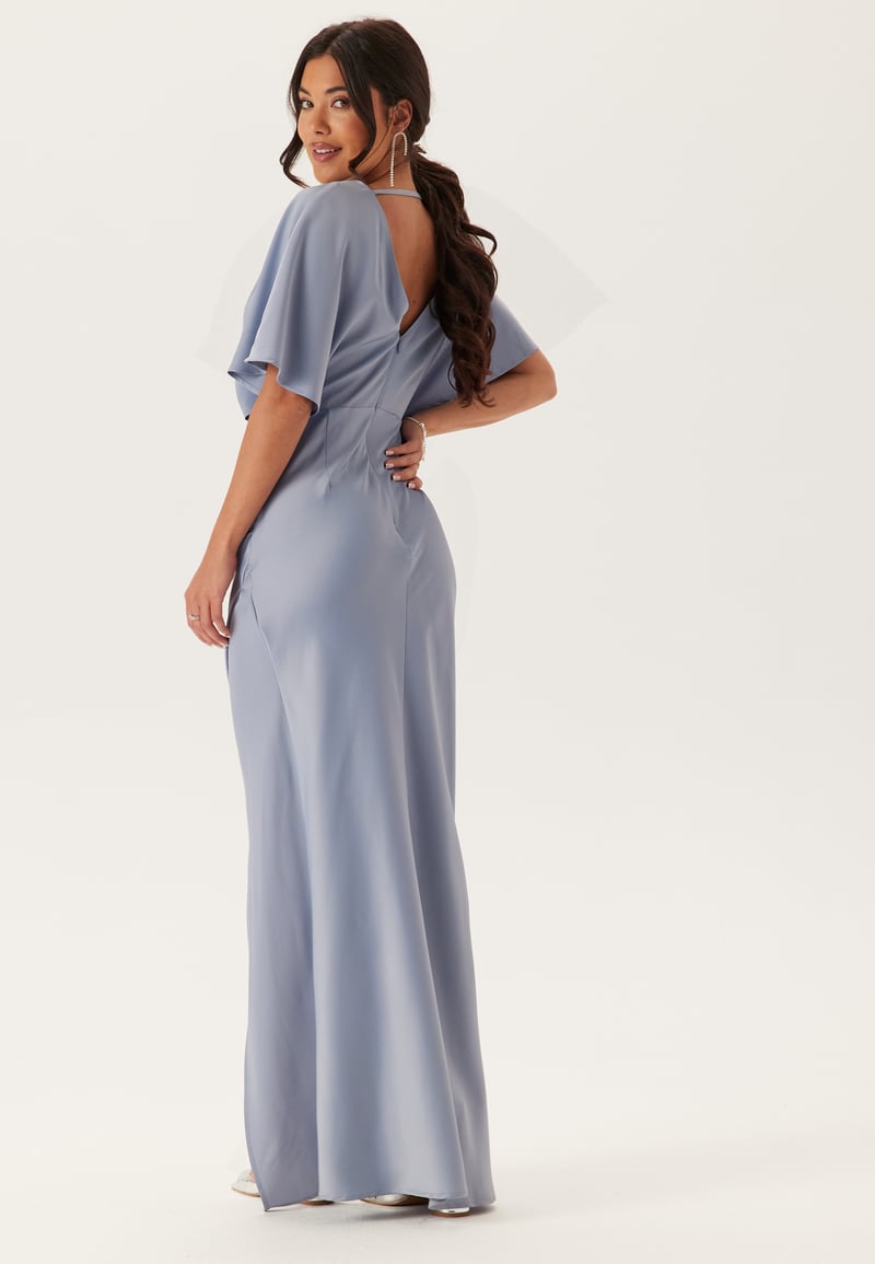 Bubbleroom Occasion Wrap Satin Gown