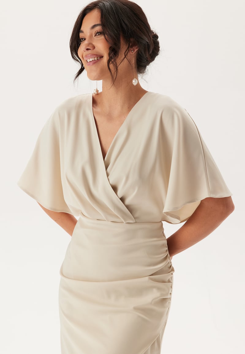 Bubbleroom Occasion Wrap Satin Gown