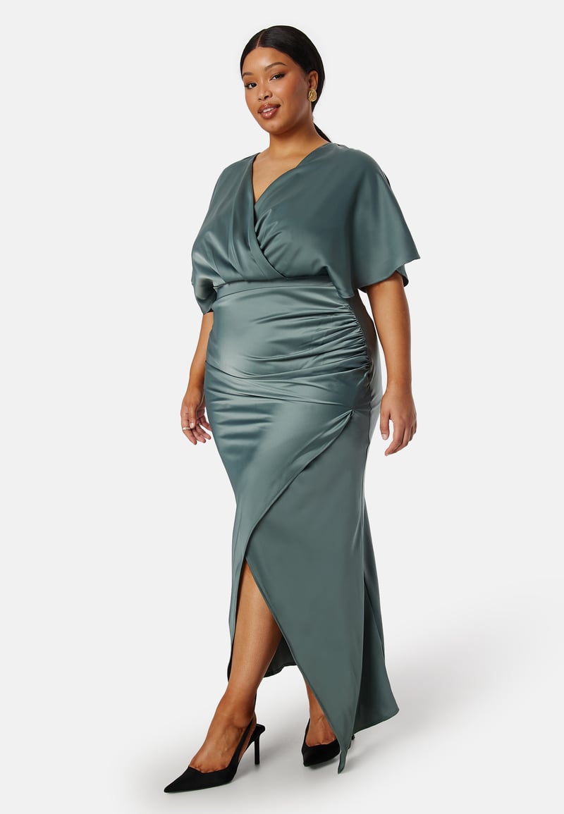 Bubbleroom Occasion Wrap Satin Gown