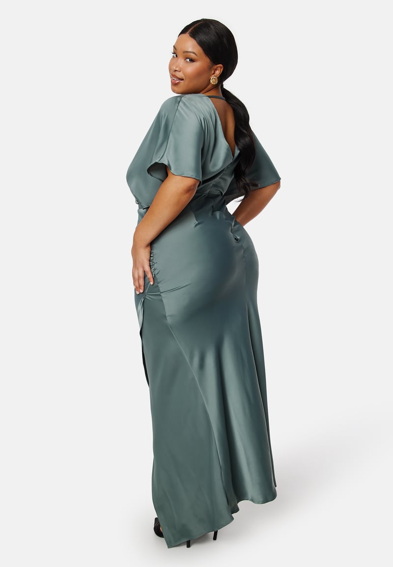 Bubbleroom Occasion Wrap Satin Gown