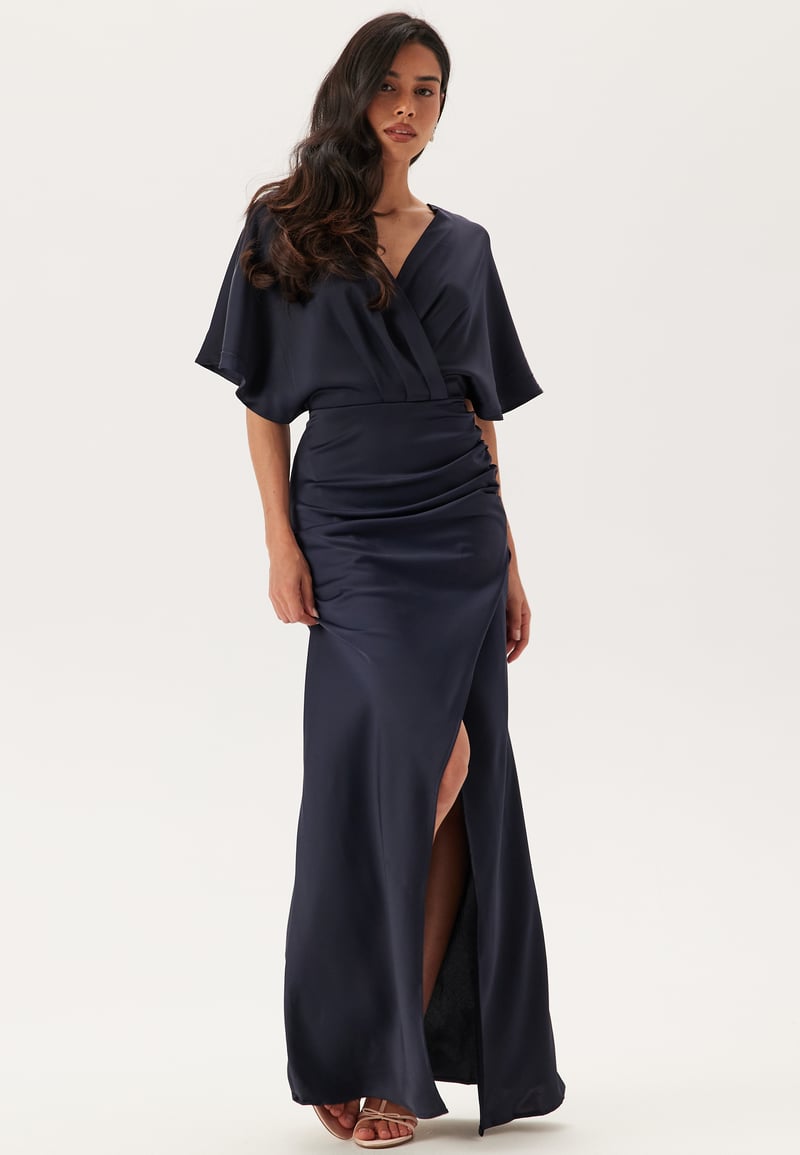 Bubbleroom Occasion Wrap Satin Gown