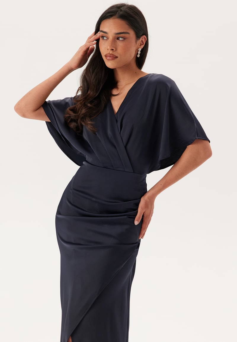 Bubbleroom Occasion Wrap Satin Gown