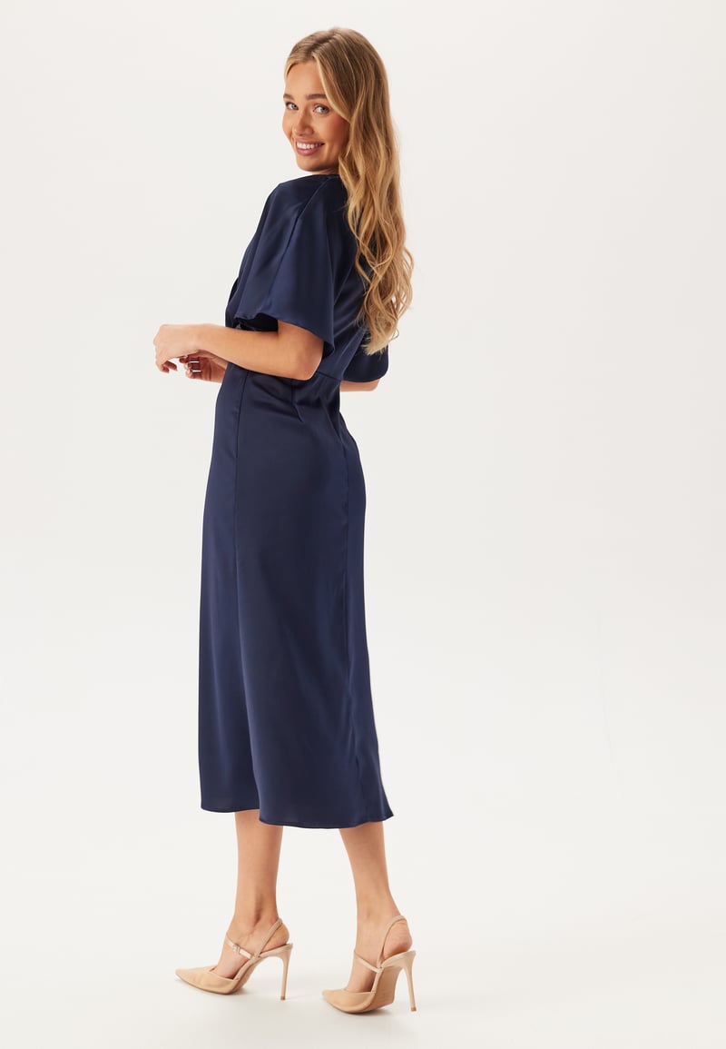 Bubbleroom Occasion Wrap Satin Midi Dress