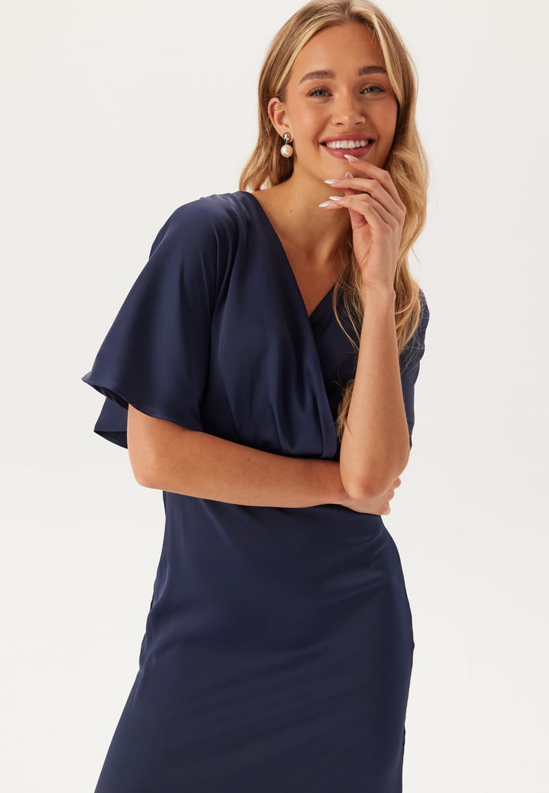 Bubbleroom Occasion Wrap Satin Midi Dress