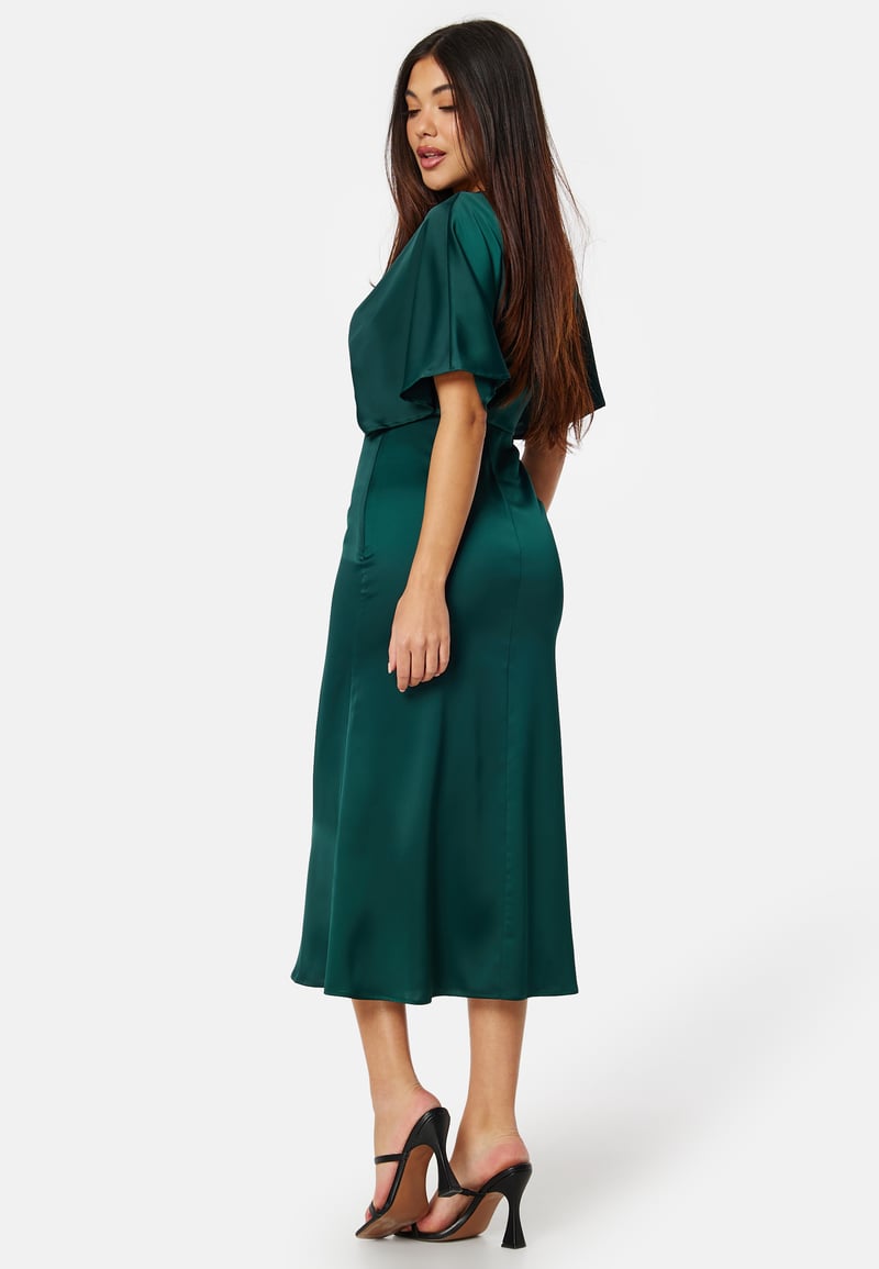 Bubbleroom Occasion Wrap Satin Midi Dress