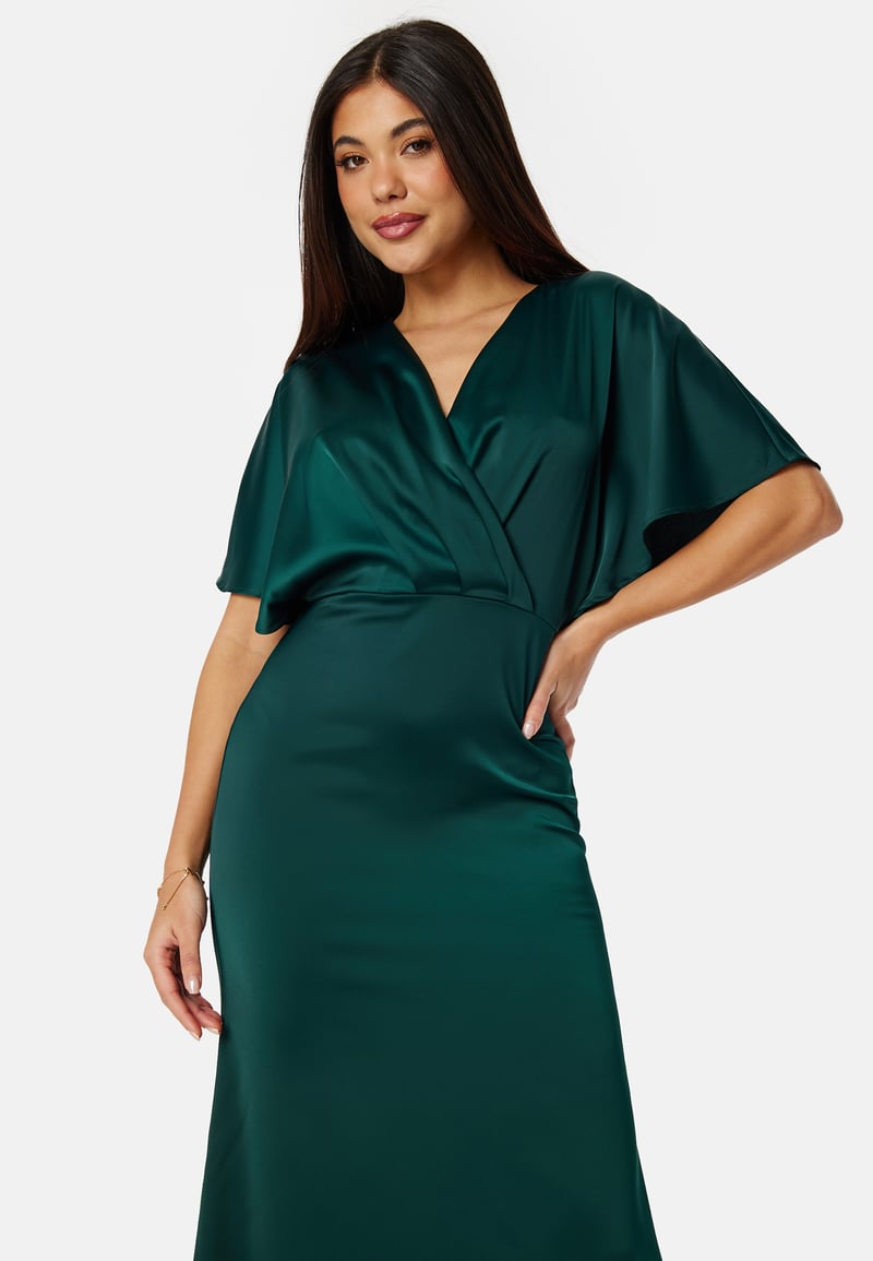 Bubbleroom Occasion Wrap Satin Midi Dress