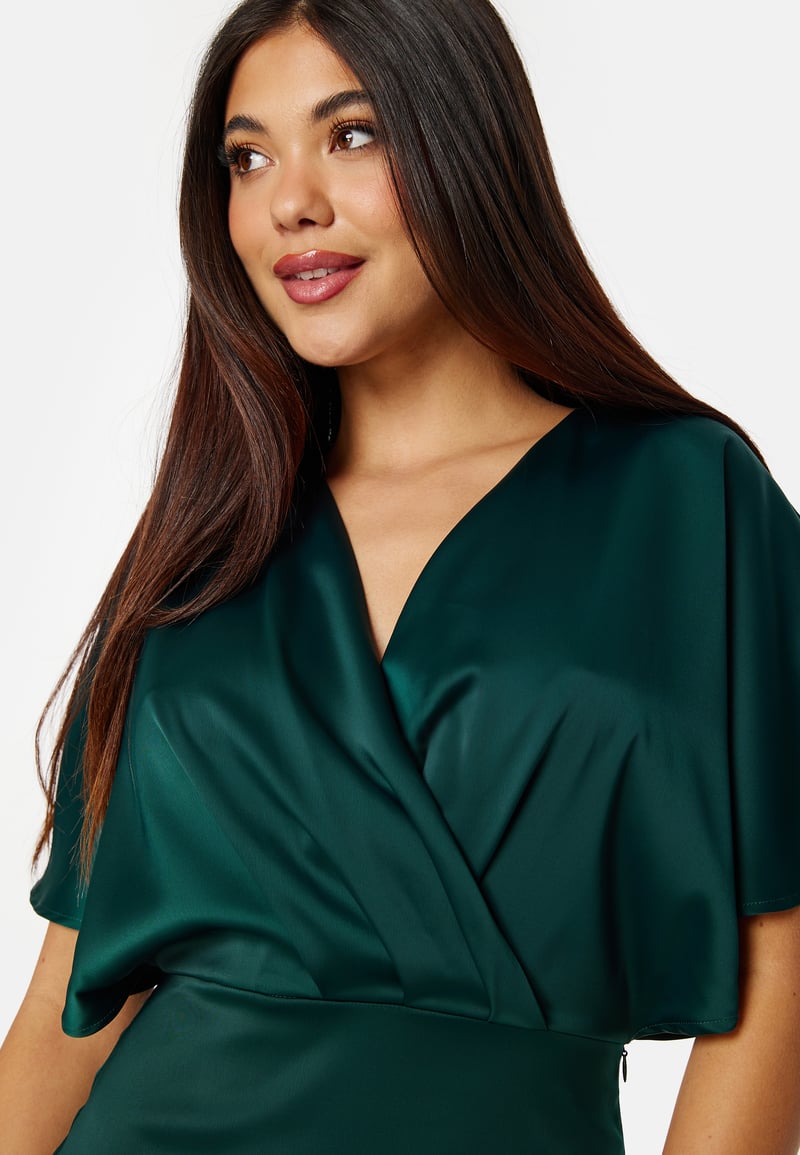 Bubbleroom Occasion Wrap Satin Midi Dress