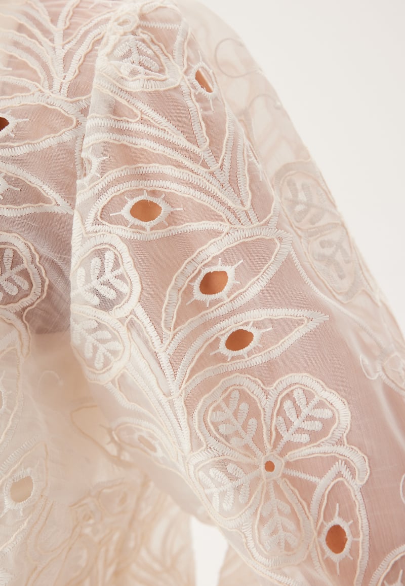 BUBBLEROOM Puff Sleeve Embroidered Blouse