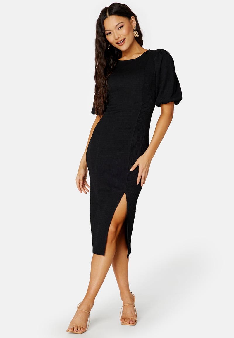 BUBBLEROOM Puff Sleeve Slit Dress