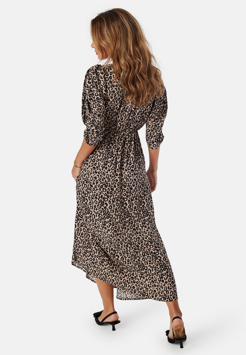 BUBBLEROOM Ruched Sleeve Midi Dress 