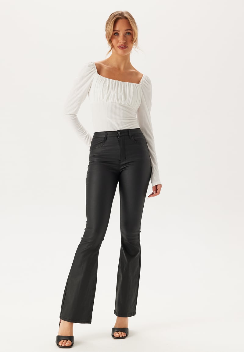 BUBBLEROOM Rushed Square Neck Long Sleeve Top