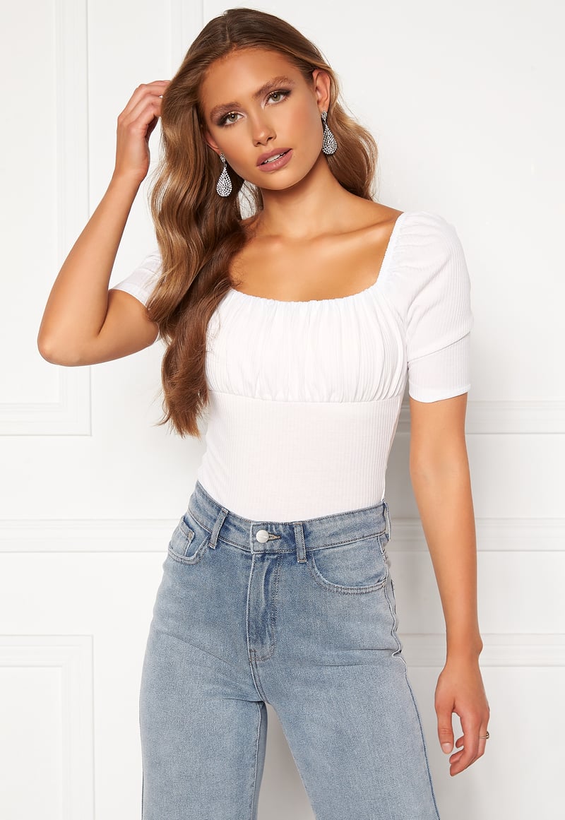 BUBBLEROOM Rushed Square Neck Short Sleeve Top