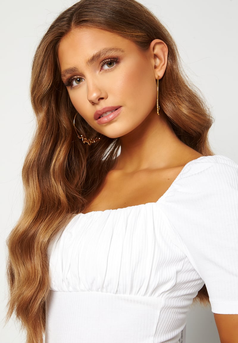BUBBLEROOM Rushed Square Neck Short Sleeve Top