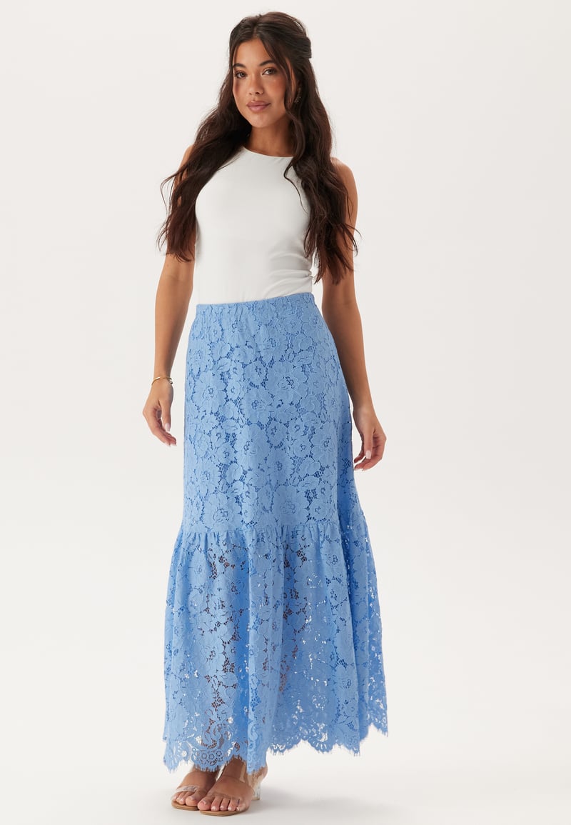 BUBBLEROOM Scalloped Lace Edge Maxi Skirt