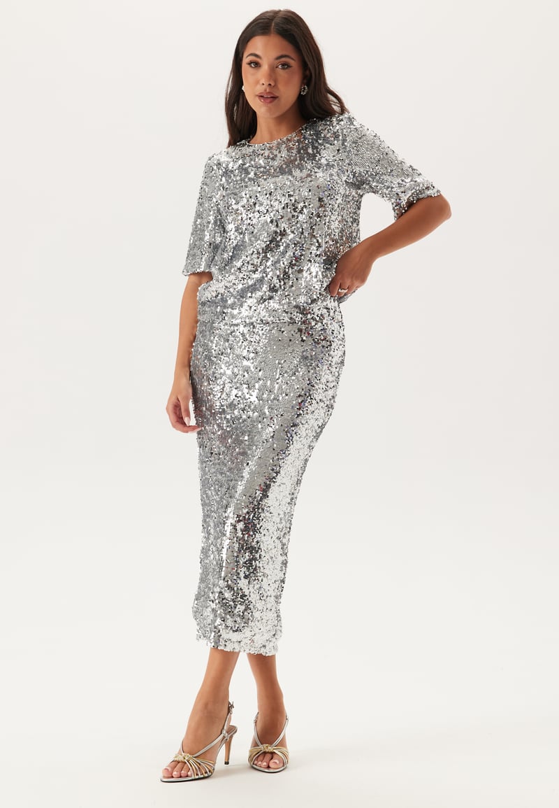 BUBBLEROOM Sequin Midi Skirt