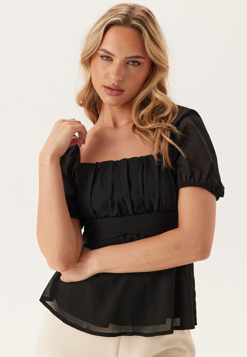 BUBBLEROOM Square Neck S/S Georgette Blouse