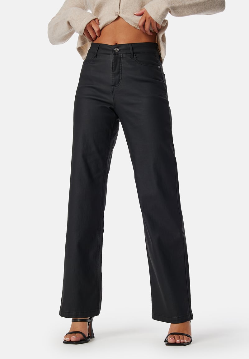 BUBBLEROOM High Waist Straight Leg Coated Jeans