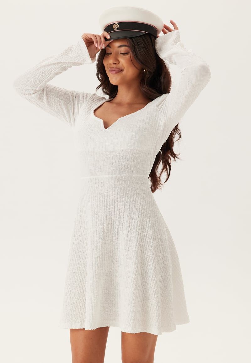 BUBBLEROOM Structured V-neck Skater Dress