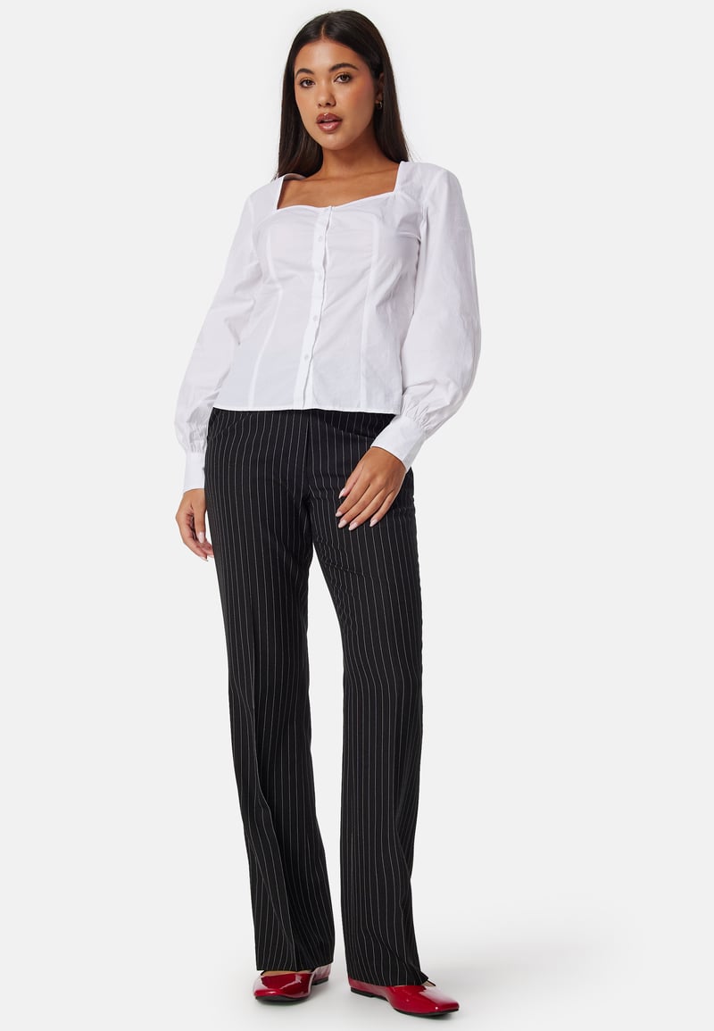 BUBBLEROOM Sweetheart Neck Poplin Shirt